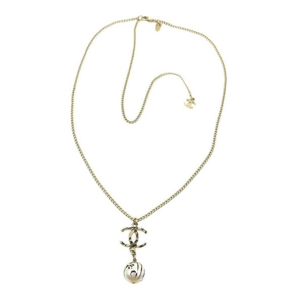 Chanel Artificial Pearl Gold Chain Pendant Necklace - Picture 1 of 4